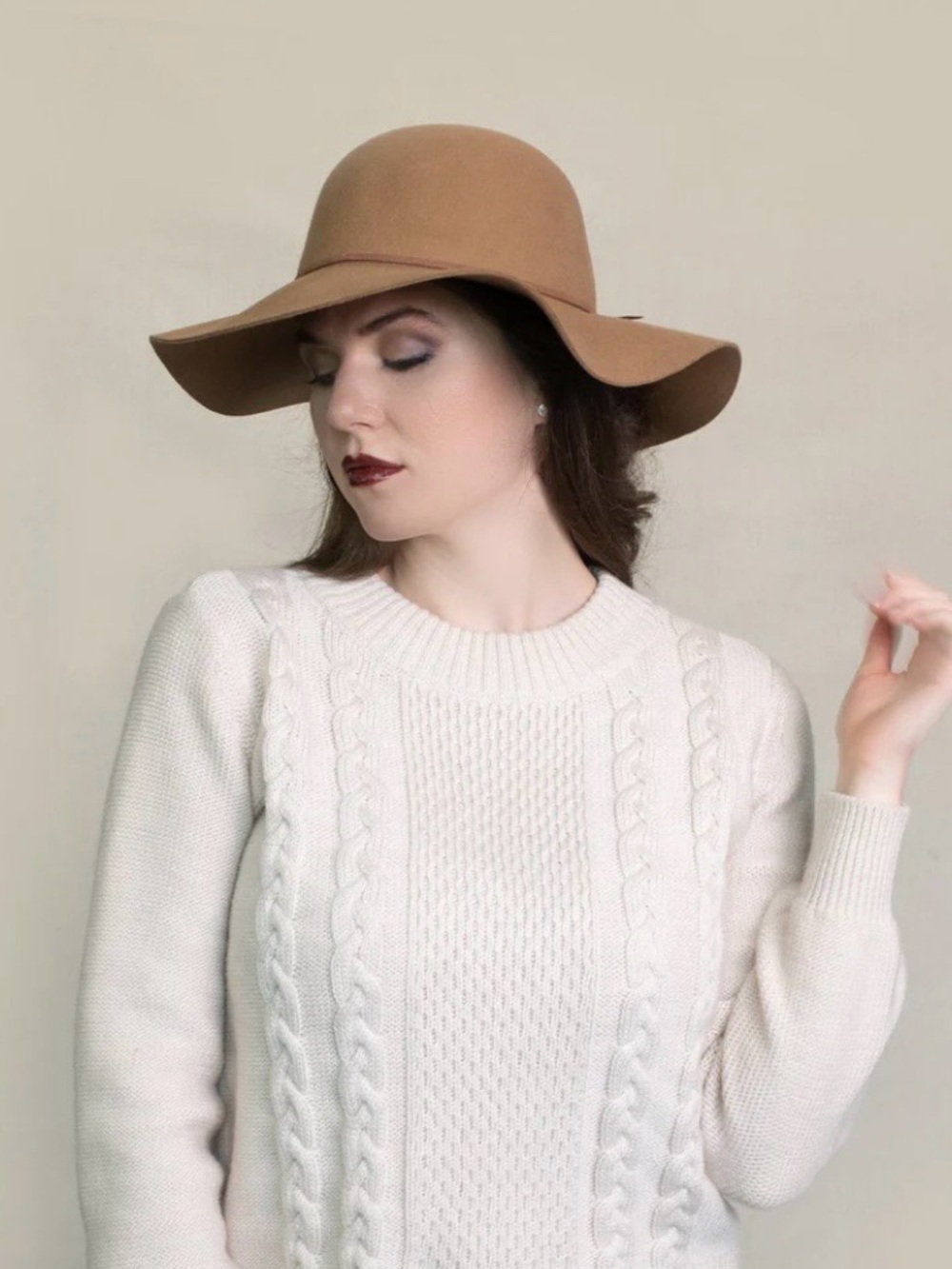 Four Buttons San Diego Hat Company Head West Felt Floppy Hat in Camel Brown OS